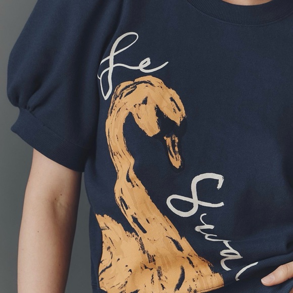 Maeve Puff Sleeve Midnight Swan Pullover Small - never worn New - Picture 2 of 4